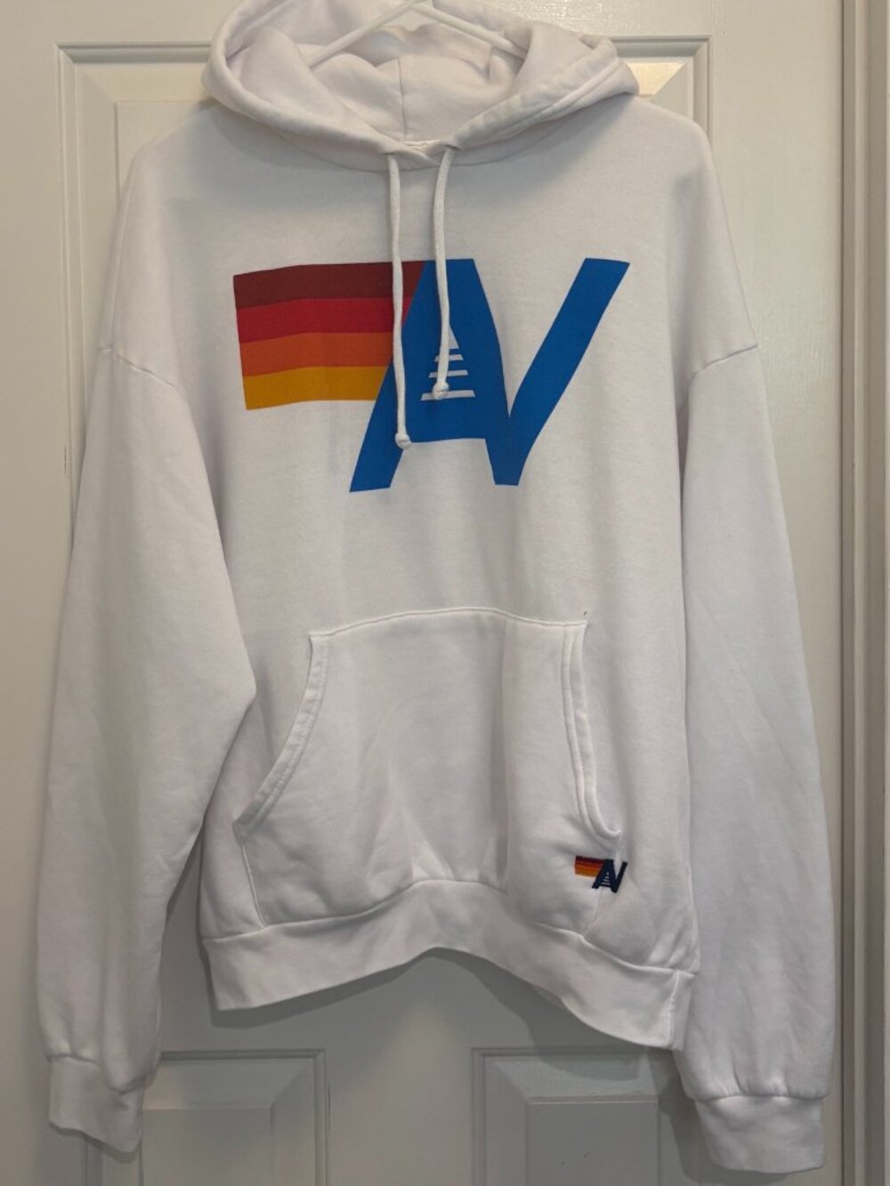 Aviator Nation logo pullover hoodie white unisex medium